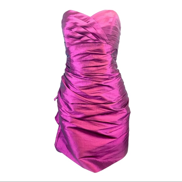 Phoebe Couture Dress Sweetheart Neckline & Back Bow Detail Fuchsia Pink Size 6 - Picture 2 of 8